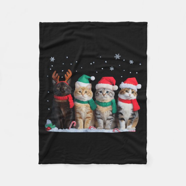 Cobertor De Velo Cute Cat Reindeer Light Christmas Cat Funny Santa  (Frente)