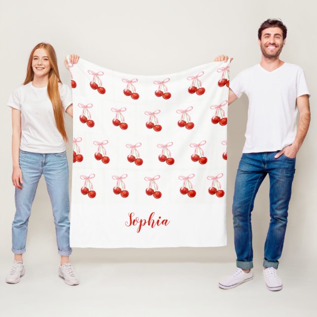 Cobertor De Velo Cute Cherry Coquette Blanket - custom name (In Situ)