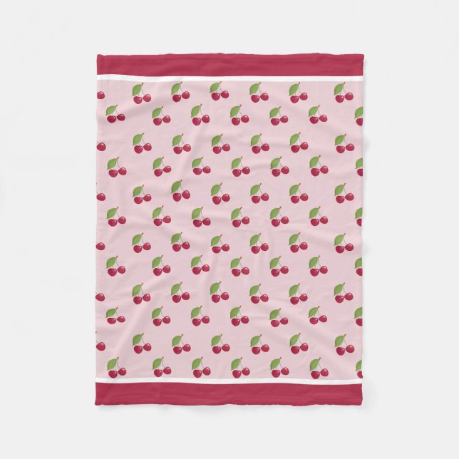 Cobertor De Velo Cute Cherry Pattern Burgundy Stripes (Frente)