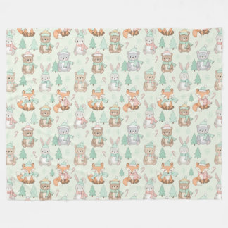 Cobertor De Velo Cute Christmas Animals Seamless Pattern
