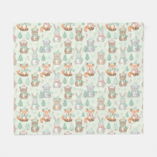 Cobertor De Velo Cute Christmas Animals Seamless Pattern