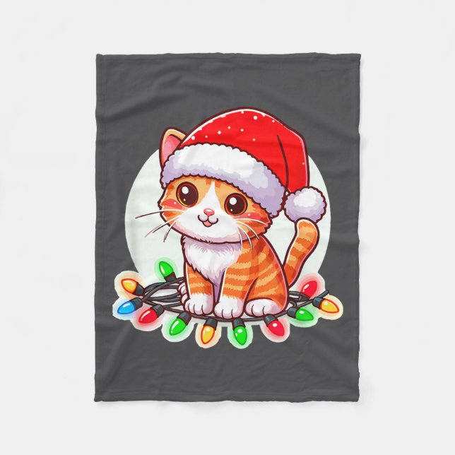 Cobertor De Velo Cute Christmas Cat In Santa Hat  (Frente)