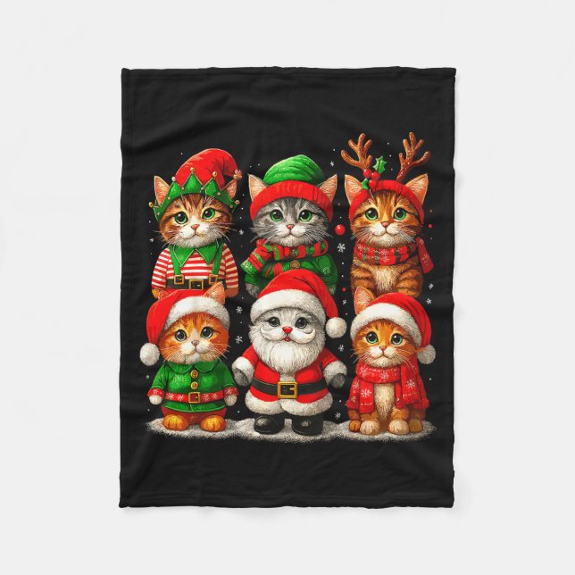 Cobertor De Velo Cute Christmas Cats  (Frente)