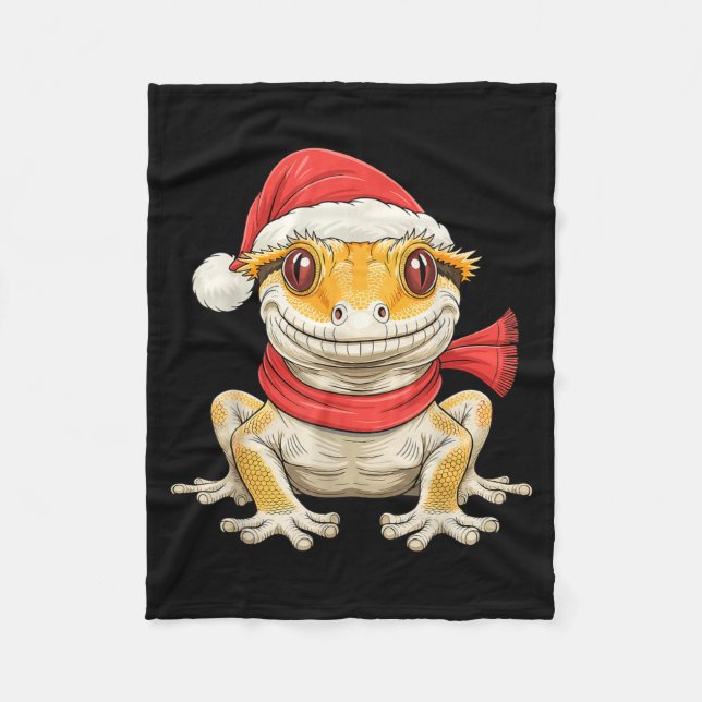 Cobertor De Velo Cute Christmas Crested Gecko Santa  (Frente)