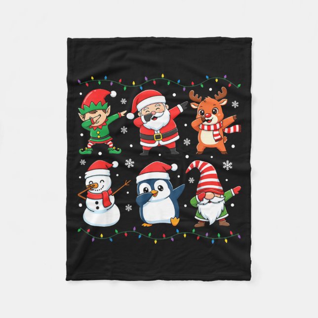 Cobertor De Velo Cute Christmas Dabbing Santa Elf Reindeer Boys Gir (Frente)