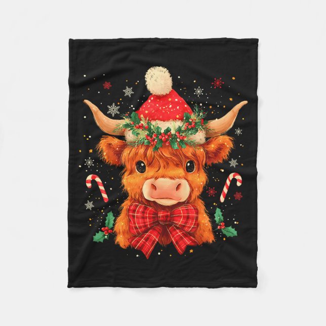 Cobertor De Velo Cute Christmas Highland Cow Mooey Xmas Heifer Sant (Frente)