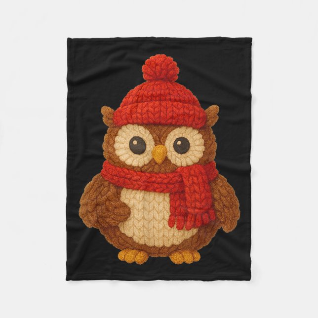 Cobertor De Velo Cute Christmas Owl Winter Snow  (Frente)