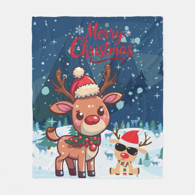 Cobertor De Velo Cute Christmas Reindeer Kids Blanket (Frente)