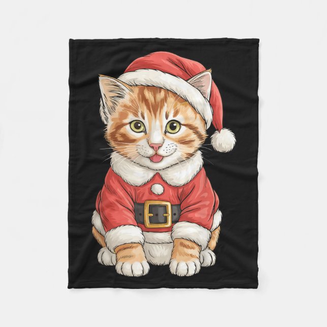 Cobertor De Velo Cute Christmas Tabby Cat Santa  (Frente)