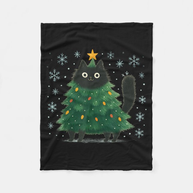 Cobertor De Velo Cute Christmas Tree Cat Funny Holiday Snowflake  (Frente)