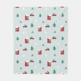 Cobertor De Velo Cute Christmas Village Pattern