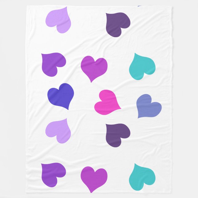 Cobertor De Velo Cute colourful hearts (Frente)