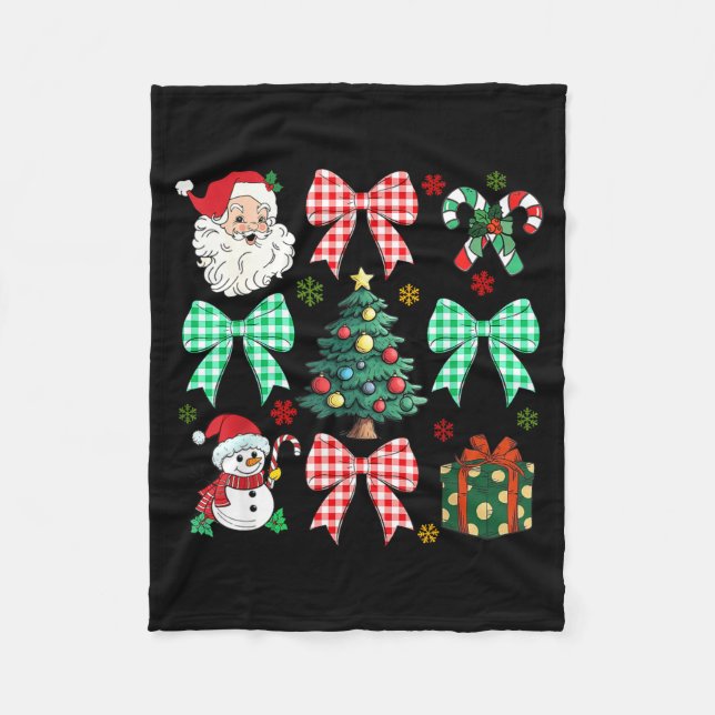 Cobertor De Velo Cute Coquette Bow Christmas Tree Santa Gingerbread (Frente)