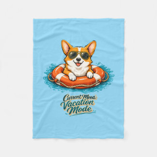 Cobertor De Velo Cute Corgi Vacation Mode Illustration - Summer Bea