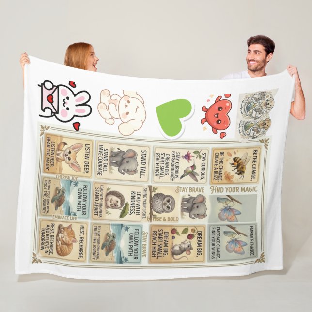 Cobertor De Velo Cute & Courageous Animal Quote for kids (In Situ)