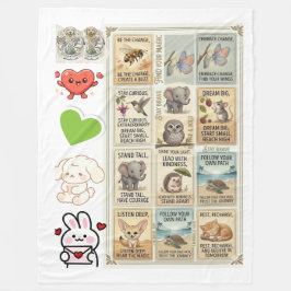 Cobertor De Velo Cute & Courageous Animal Quote for kids