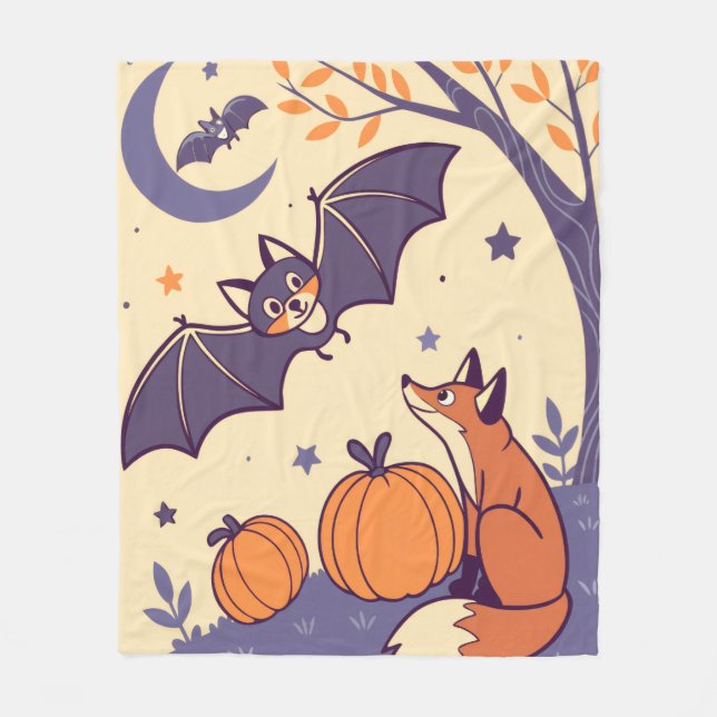 Cobertor De Velo Cute & Cozy Halloween Blanket with Smiling Bats,  (Frente)