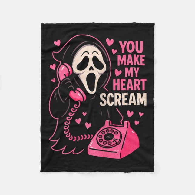 Cobertor De Velo Cute Creepy Horror Make My Heart Scream Valentine’ (Frente)