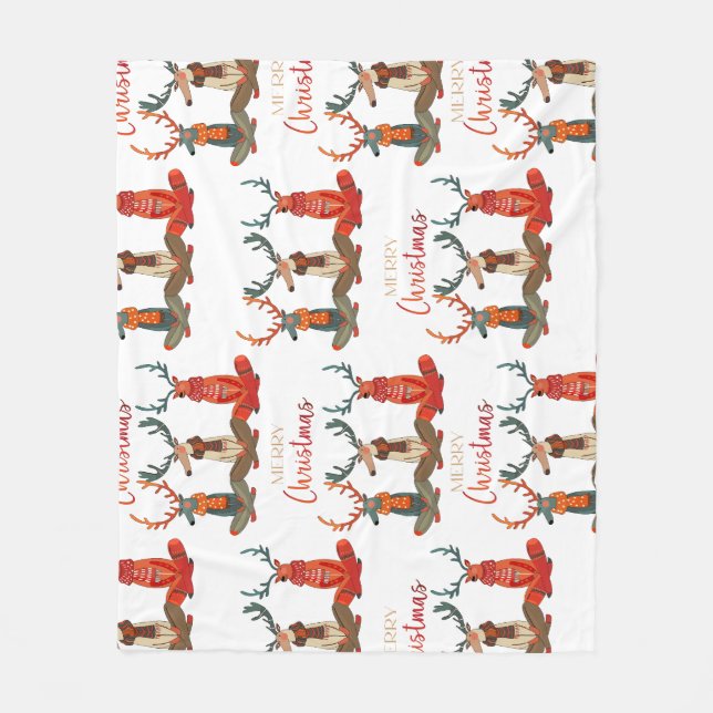 Cobertor De Velo Cute Deer. Veado de Natal em Escarvas. Humor Festi (Frente)