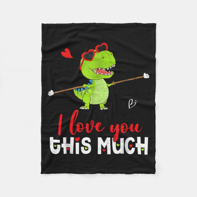 Cobertor De Velo Cute Dinosaur I Love You This Much Valentines Day  (Frente)