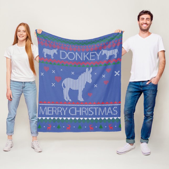 Cobertor De Velo Cute Donkey Ugly Sweater Christmas Holiday Winter (In Situ)