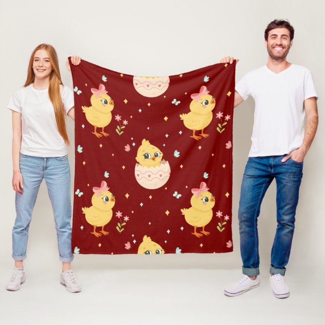 Cobertor De Velo Cute Easter Chick with Pink Bow Seamless Pattern  (In Situ)