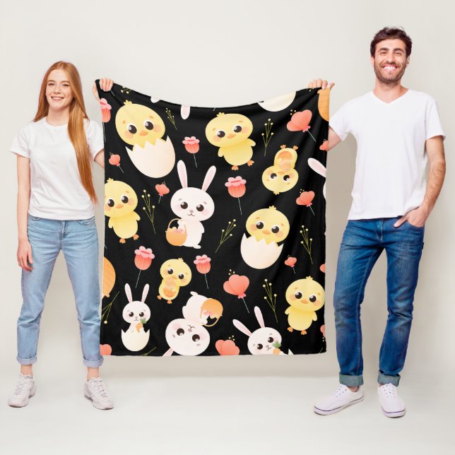 Cobertor De Velo Cute Easter Chicks & Bunnies Seamless Pattern  (In Situ)