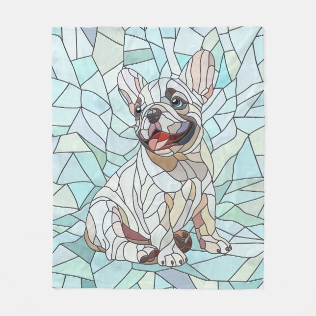 Cobertor De Velo Cute French Bulldog Puppy - mosaico pastel (Frente)