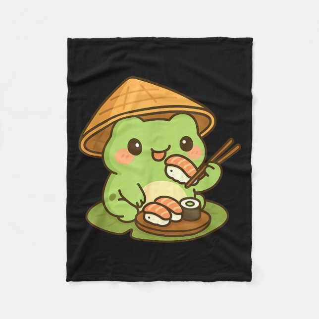 Cobertor De Velo Cute Frog Eating Sushi Anime Japanese Men Women Ki (Frente)