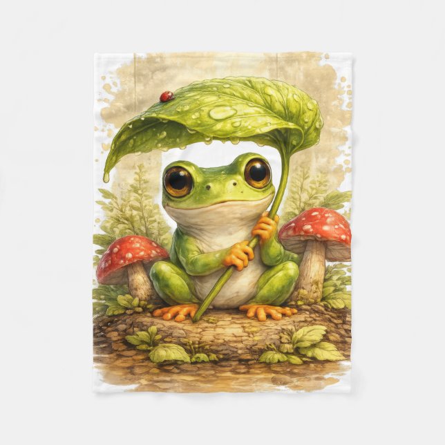 Cobertor De Velo Cute Frog Leaf Umbrella Blanket – Kawaii (Frente)