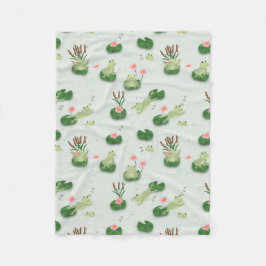 Cobertor De Velo Cute Frogs in Lily Pond Nursery Gender Neutral