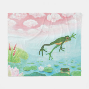 Cobertor De Velo Cute Funny Frog Jumps Into The Pond Baby Blanket