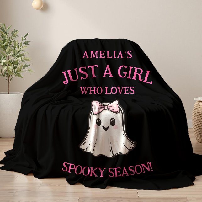 Cobertor De Velo Cute Ghost Spooky Season Halloween  (Custom Just a Girl Who Loves Spooky Season Halloween Ghost Fleece Blanket)