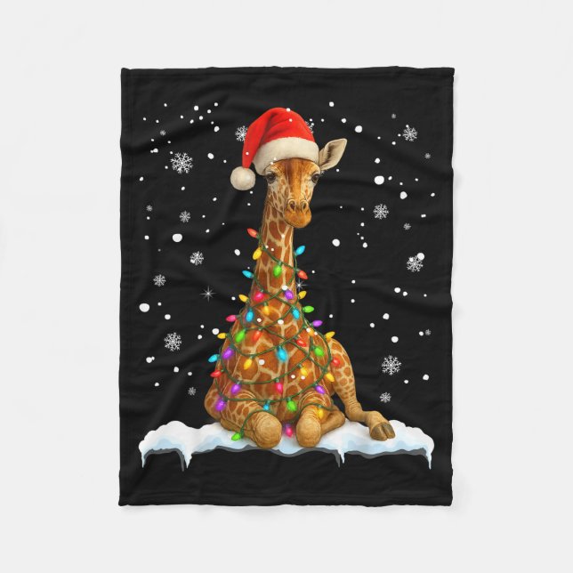 Cobertor De Velo Cute Giraffe Christmas Light Funny Giraffe Lover X (Frente)