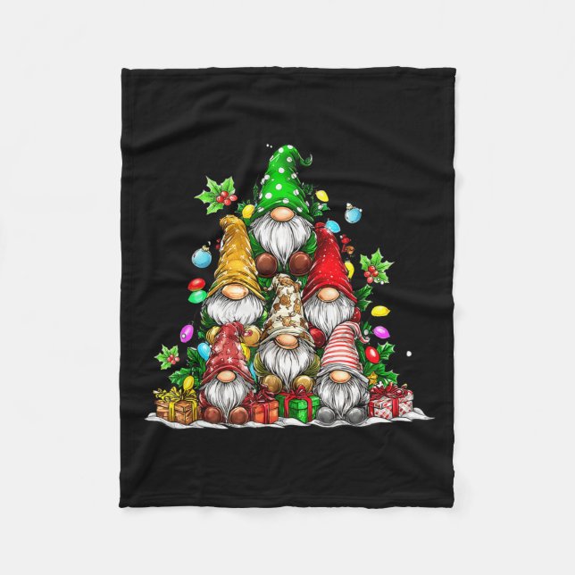 Cobertor De Velo Cute Gnomes Christmas Tree Lights Gnomies Gnome Xm (Frente)