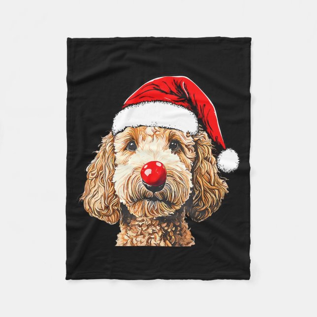 Cobertor De Velo Cute Goldendoodle Dogs Christmas Santa Golden Dood (Frente)