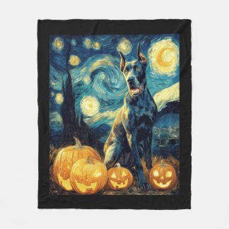 Cobertor De Velo Cute Great Dane Dog Halloween Jack O Lantern Pumpk