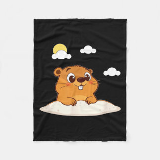 Cobertor De Velo Cute Groundhog On A Sunny Day 