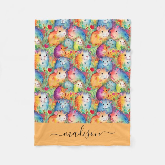 Cobertor De Velo Cute guinea pigs pattern script name (Frente)