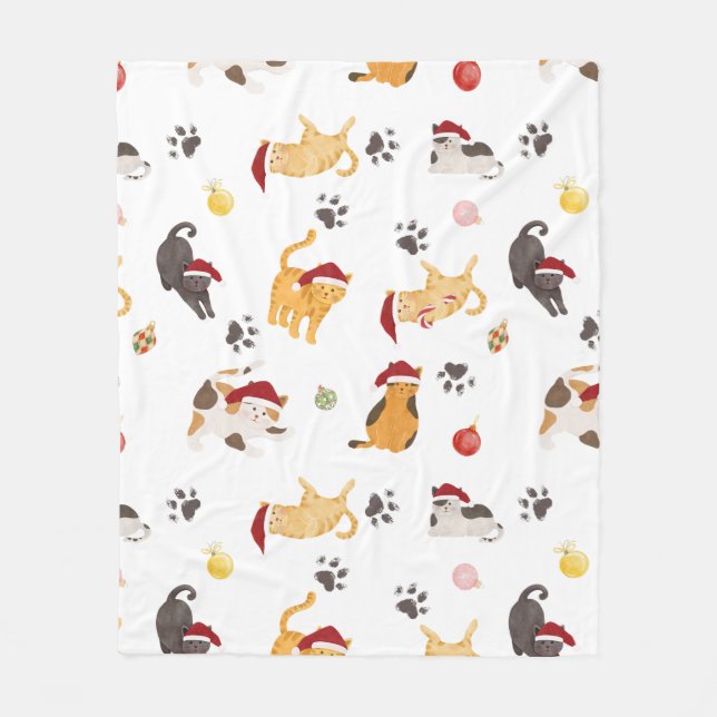 Cobertor De Velo Cute Holiday Cat Pattern (Frente)