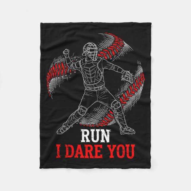 Cobertor De Velo Cute I Run You Dare Baseball Players Catcher Fans (Frente)