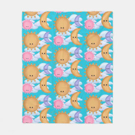 Cobertor De Velo Cute Kawaii Sun Moon Cloud Gold Blue Pink