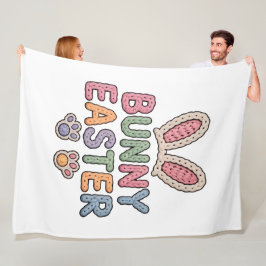 Cobertor De Velo Cute Knitted Bunny Easter Puff Texture Pastel Typo