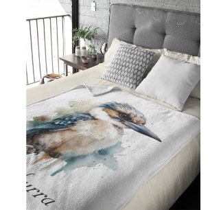 Cobertor De Velo Cute Kookaburra em uma filial, personalizado
