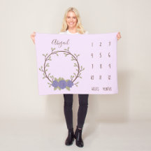 Cute Lilac Floral Wreath Baby Milestone