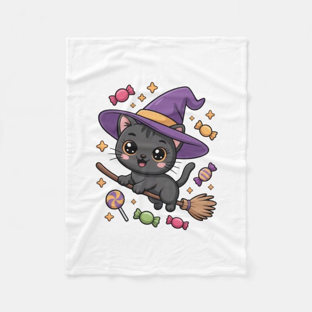 Cobertor De Velo Cute Magical Cat Fleece Blanket (Frente)