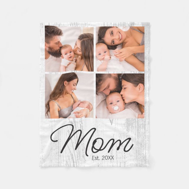 Cobertor De Velo Cute Modern Photo Collage Mom Established (Frente)