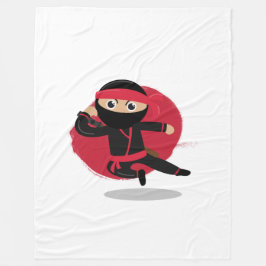 Cobertor De Velo Cute Ninja Guerreira Preto e Vermelho