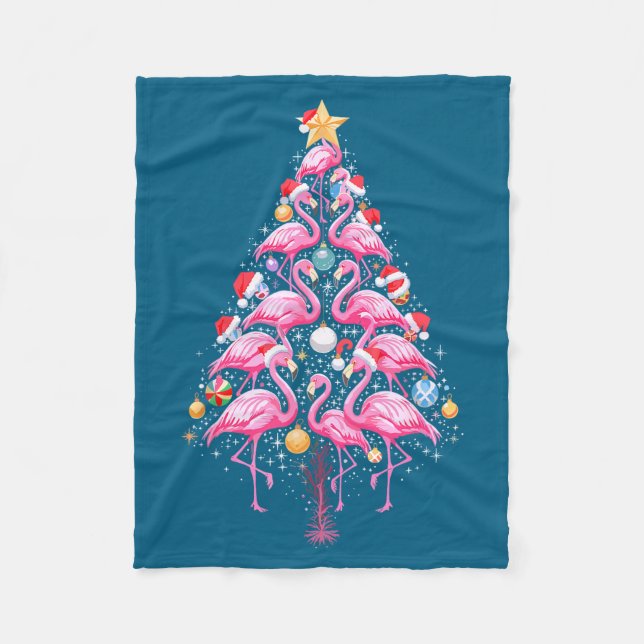 Cobertor De Velo Cute Nk Flamingo Christmas Tree Santa Hat Trocal P (Frente)