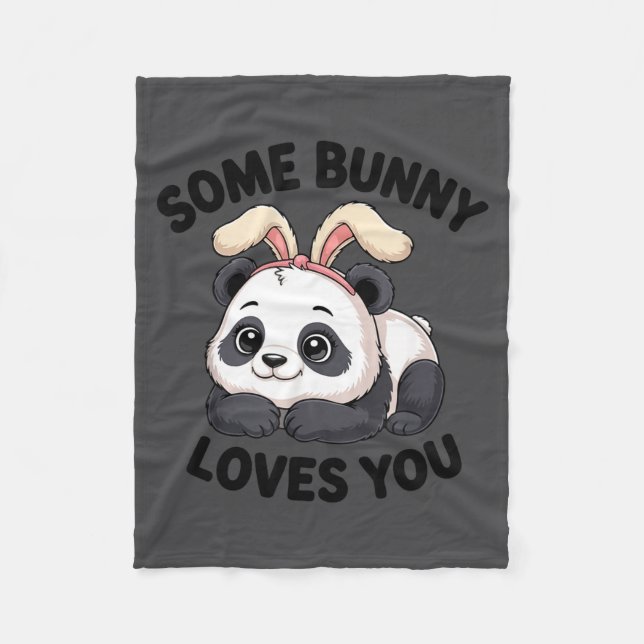 Cobertor De Velo Cute Panda Bunny Some Bunny Loves You  (Frente)